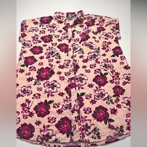 BERKLEY JENSEN women’s shirt dress XXL summer floral pink peach colors.